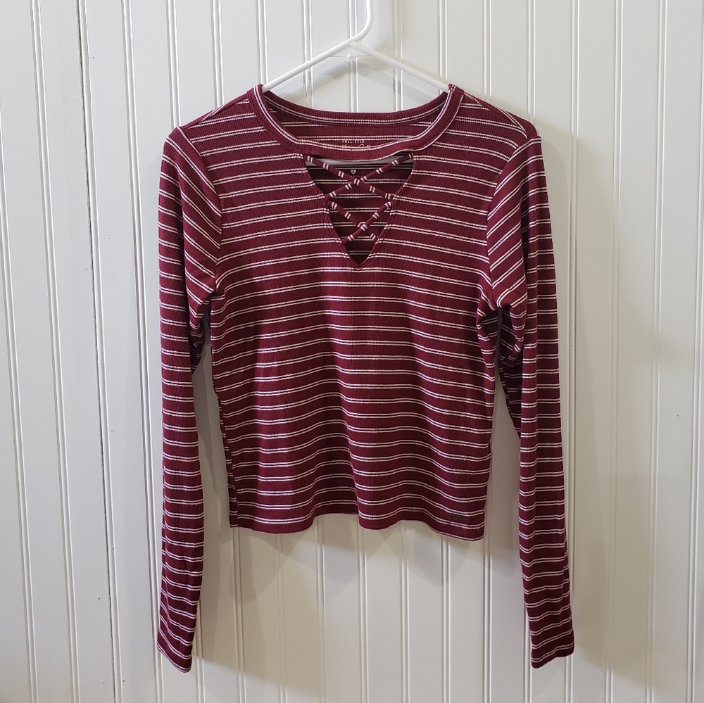 Hollister Striped Long-Sleeve Crop Top Sz M